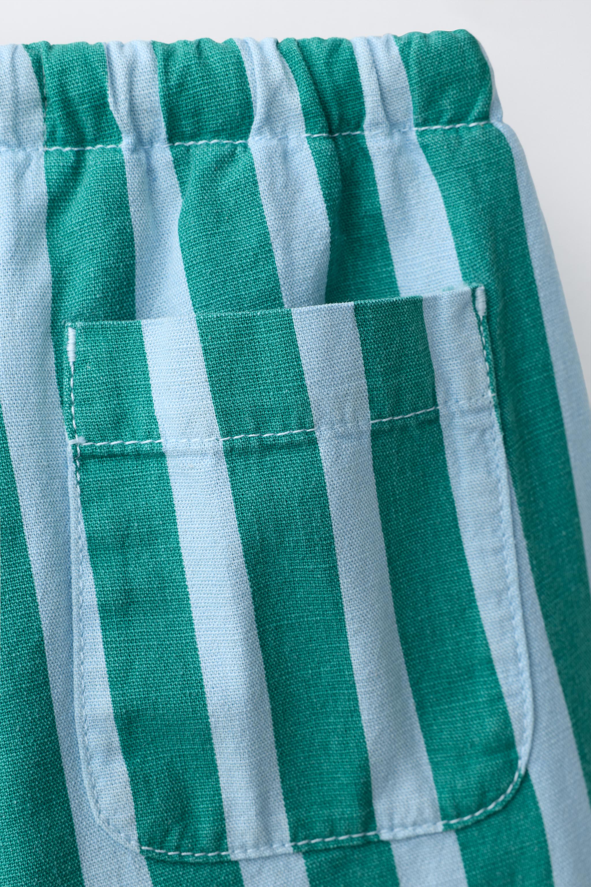 PANTALON COTON LIN RAYURES